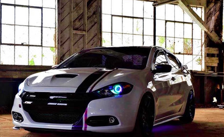 2013-2016 Dodge Dart RGBW Color-Chasing LED Halo Kit LED headlight kit AutoLEDTech Oracle Lighting Trendz Flow Series RGBHaloKits OneUpLighting Morimoto