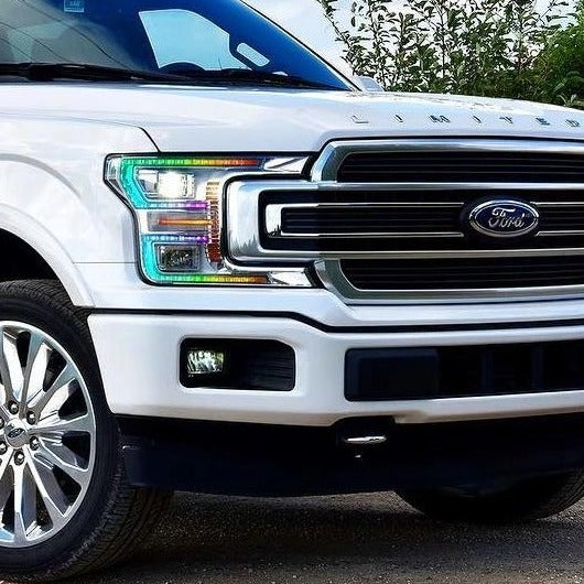 2018-2020 Ford F150 RGBW Color-Chasing LED DRL Boards LED headlight kit AutoLEDTech Oracle Lighting Trendz Flow Series RGBHaloKits OneUpLighting Morimoto