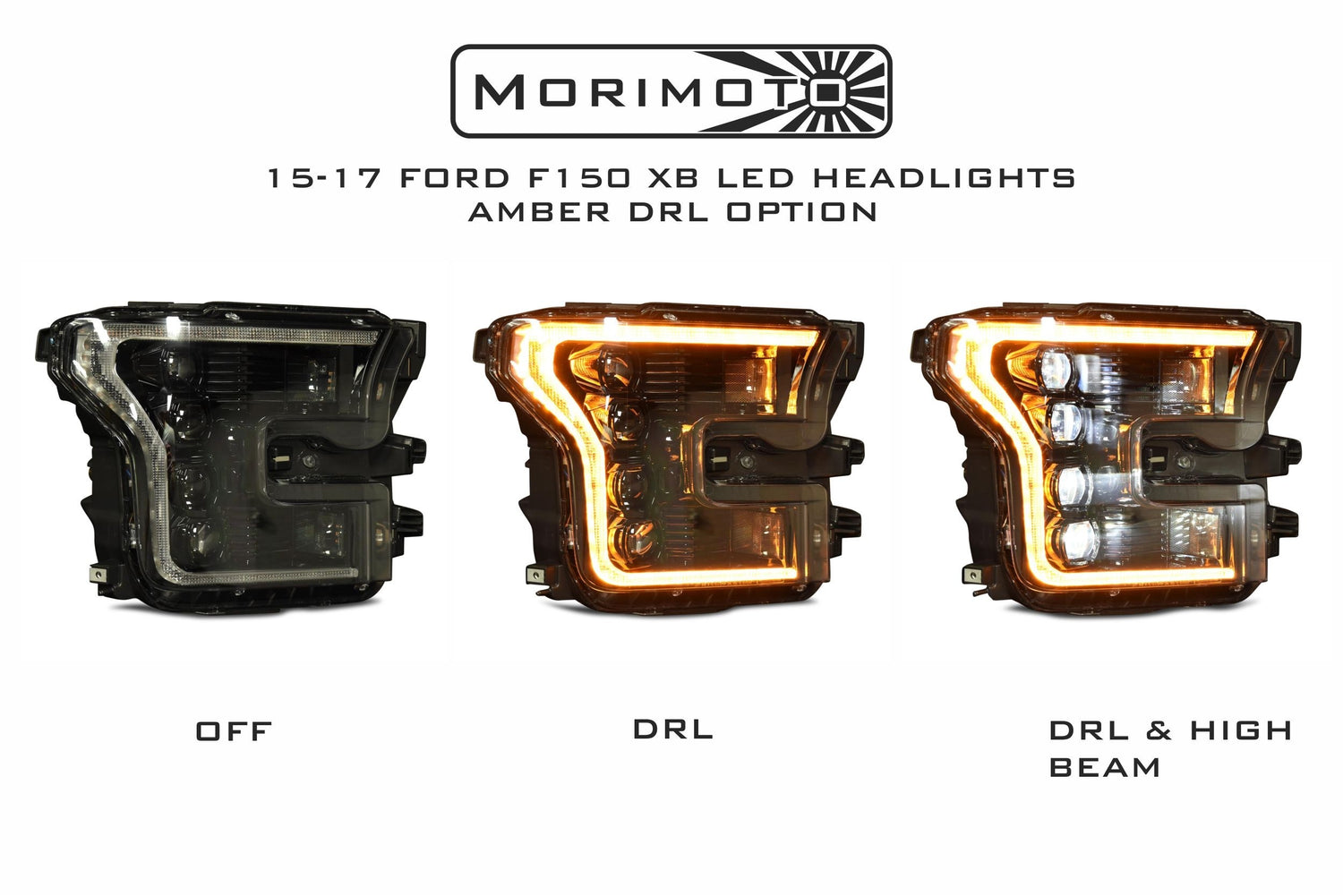2016-2020 Ford Raptor & F150 White or Amber LED DRL Projector Headlight Assemblies LED headlight kit AutoLEDTech Oracle Lighting Trendz Flow Series RGBHaloKits OneUpLighting Morimoto
