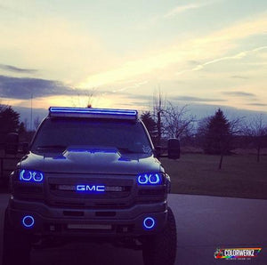 1999-2006 GMC Sierra & Yukon RGBW Color-Chasing LED Halo Kit LED headlight kit AutoLEDTech Oracle Lighting Trendz Flow Series RGBHaloKits OneUpLighting Morimoto