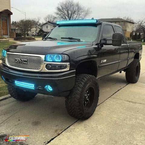 1999-2006 GMC Sierra & Yukon RGBW Color-Chasing LED Halo Kit LED headlight kit AutoLEDTech Oracle Lighting Trendz Flow Series RGBHaloKits OneUpLighting Morimoto