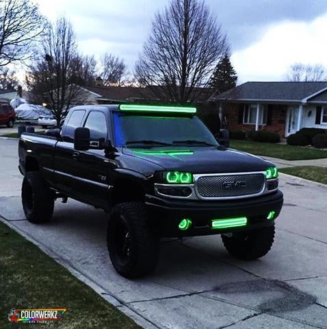1999-2006 GMC Sierra & Yukon RGBW Color-Chasing LED Halo Kit LED headlight kit AutoLEDTech Oracle Lighting Trendz Flow Series RGBHaloKits OneUpLighting Morimoto