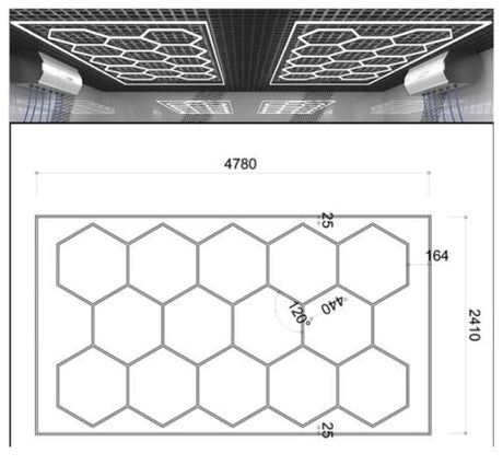 HexaGrid LED Ceiling Lighting System (Single Garage) - AutoLEDTech.com