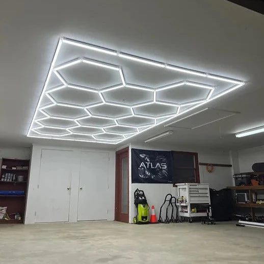 HexaGrid LED Ceiling Lighting System (Single Garage) - AutoLEDTech.com