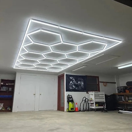 HexaGrid LED Ceiling Lighting System (Single Garage) - AutoLEDTech.com