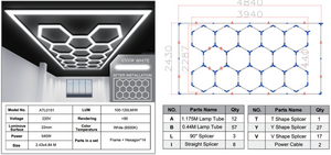 HexaGrid LED Ceiling Lighting System (Single Garage) - AutoLEDTech.com