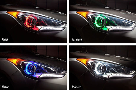 2012-2017 Hyundai Veloster RGBW Color-Chasing LED DRL Boards & Halo Kit LED headlight kit AutoLEDTech Oracle Lighting Trendz Flow Series RGBHaloKits OneUpLighting Morimoto