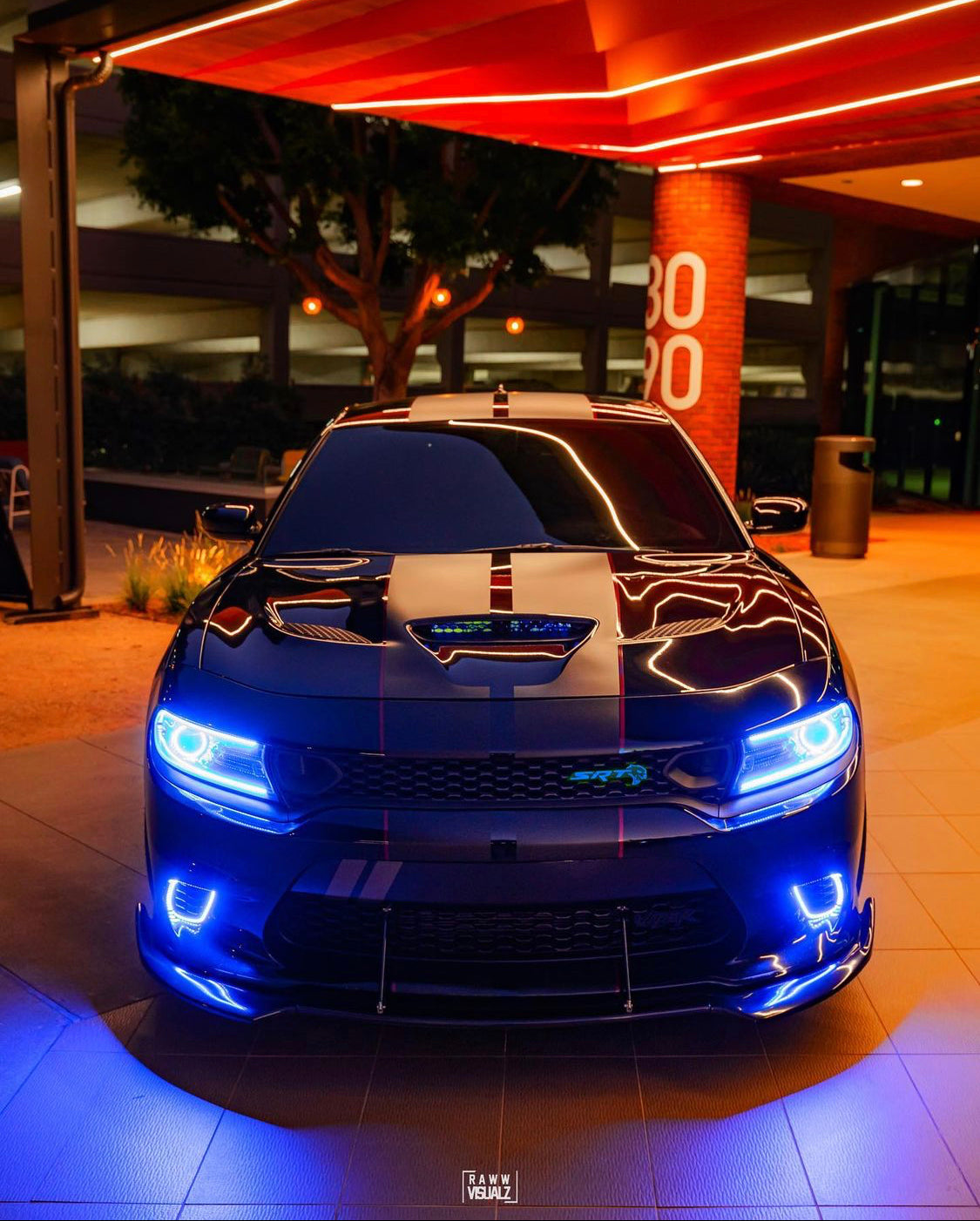 2015-2022 Dodge Charger RGBW Color-Chasing Waterproof Fog Light Outline Halo Kit LED headlight kit AutoLEDTech Oracle Lighting Trendz Flow Series RGBHaloKits OneUpLighting Morimoto