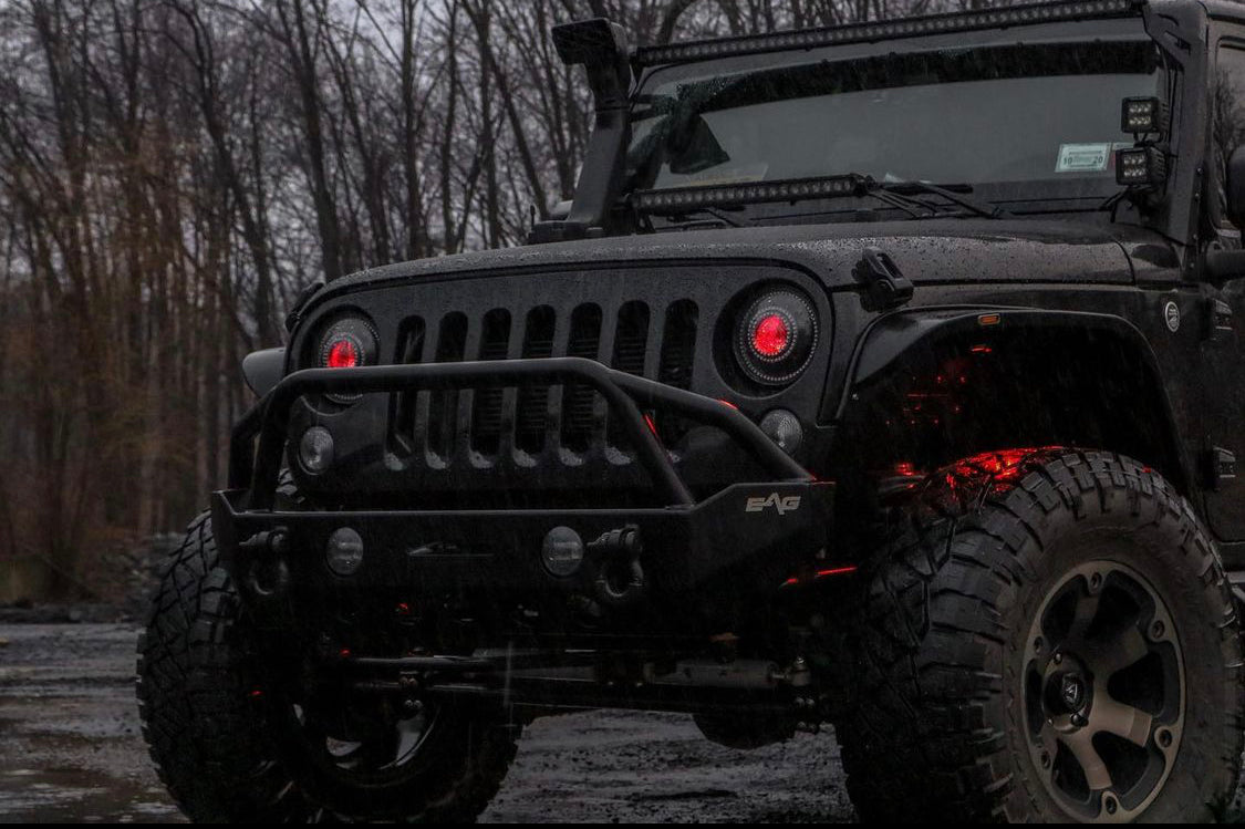 1997-2018 Jeep Wrangler JK RGBW Color-Chasing LED Halo Kit LED headlight kit AutoLEDTech Oracle Lighting Trendz Flow Series RGBHaloKits OneUpLighting Morimoto