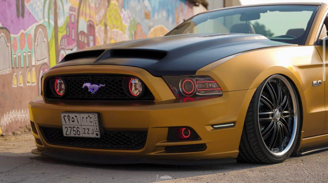 2011-2014 Ford Mustang RGBW Color-Chasing LED Halo Kit LED headlight kit AutoLEDTech Oracle Lighting Trendz Flow Series RGBHaloKits OneUpLighting Morimoto