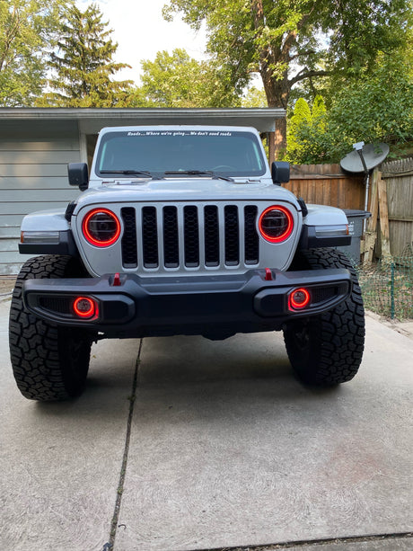 2018-2023+ Jeep Wrangler/Gladiator JL JT RGBW Color-Chasing Waterproof Exterior LED Halo Kit LED headlight kit AutoLEDTech Oracle Lighting Trendz Flow Series RGBHaloKits OneUpLighting Morimoto