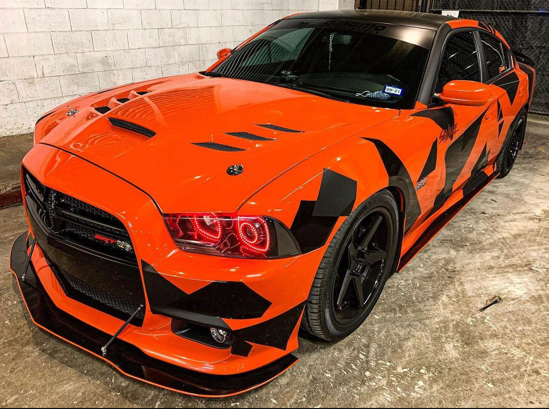 2011-2014 Dodge Charger RGBW Color-Chasing LED Halo OEM Projector Headlights (Flow Series) LED headlight kit AutoLEDTech Oracle Lighting Trendz Flow Series RGBHaloKits OneUpLighting Morimoto