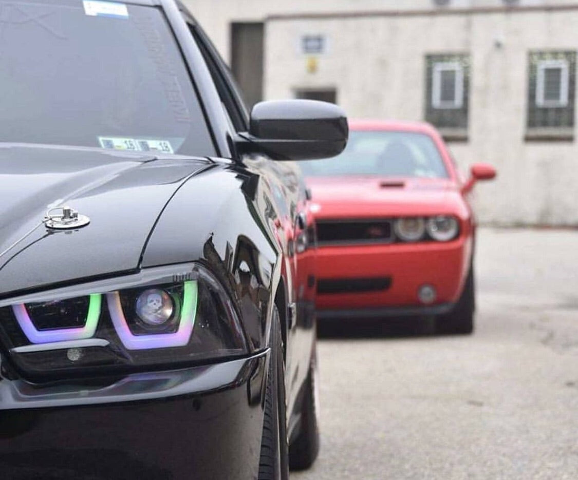 2011-2014 Dodge Charger Spec-D RGBW Color-Chasing LED DRL Boards LED headlight kit AutoLEDTech Oracle Lighting Trendz Flow Series RGBHaloKits OneUpLighting Morimoto