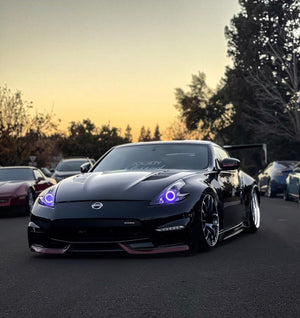 2009-2020 Nissan 370z RGBW Color-Chasing LED Halo Kit LED headlight kit AutoLEDTech Oracle Lighting Trendz Flow Series RGBHaloKits OneUpLighting Morimoto