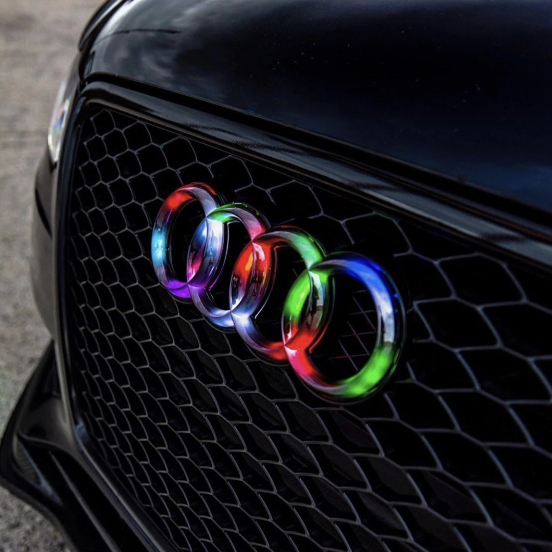 Audi Rings RGBW Color-Changing LED Emblem Logo Badge (Flow Series) LED headlight kit AutoLEDTech Oracle Lighting Trendz Flow Series RGBHaloKits OneUpLighting Morimoto