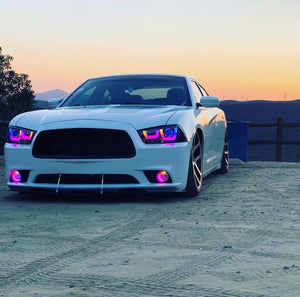 2011-2014 Dodge Charger RGBW Color-Chasing Spec-D LED Halo DRL Headlights (Flow Series) LED headlight kit AutoLEDTech Oracle Lighting Trendz Flow Series RGBHaloKits OneUpLighting Morimoto