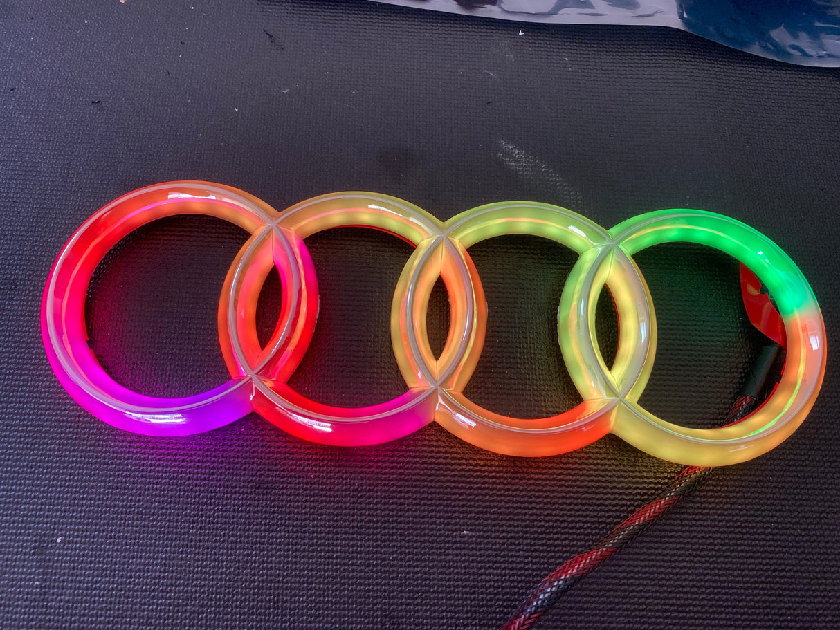 Audi Rings RGBW Color-Changing LED Emblem Logo Badge (Flow Series) LED headlight kit AutoLEDTech Oracle Lighting Trendz Flow Series RGBHaloKits OneUpLighting Morimoto