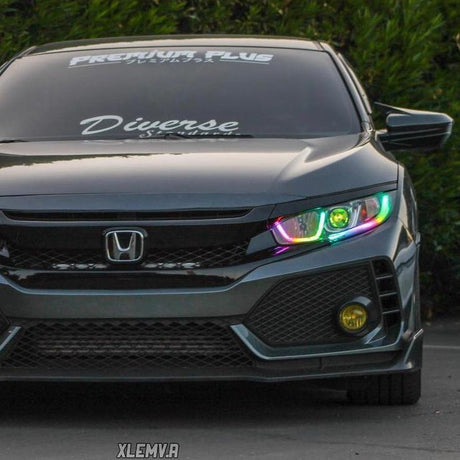 2016-2021 Honda Civic RGBW Color-Chasing LED DRL Tube Kit LED headlight kit AutoLEDTech Oracle Lighting Trendz Flow Series RGBHaloKits OneUpLighting Morimoto