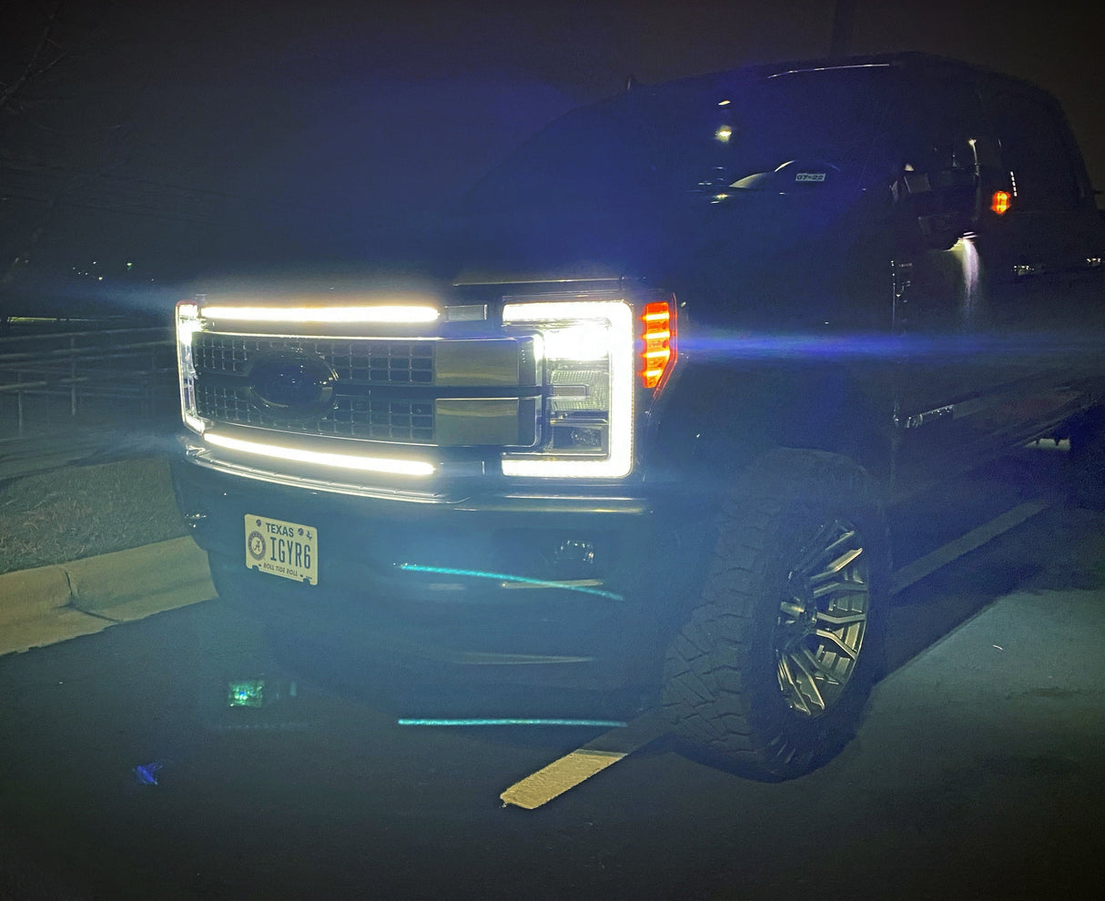 2017-2019 Ford Super Duty F250 F350 LED Grill Accent Lights Kit | XL, XLT, KR, Lariat, Platinum LED headlight kit AutoLEDTech Oracle Lighting Trendz Flow Series RGBHaloKits OneUpLighting Morimoto