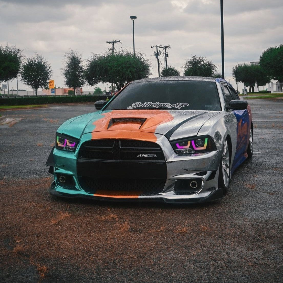 2011-2014 Dodge Charger RGBW Color-Chasing Spec-D LED Halo DRL Headlights (Flow Series) LED headlight kit AutoLEDTech Oracle Lighting Trendz Flow Series RGBHaloKits OneUpLighting Morimoto