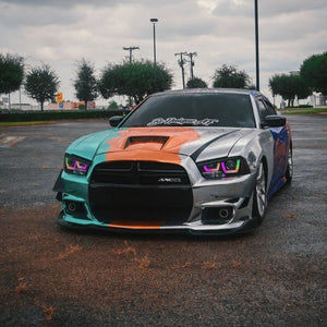 2011-2014 Dodge Charger RGBW Color-Chasing Spec-D LED Halo DRL Headlights (Flow Series) LED headlight kit AutoLEDTech Oracle Lighting Trendz Flow Series RGBHaloKits OneUpLighting Morimoto