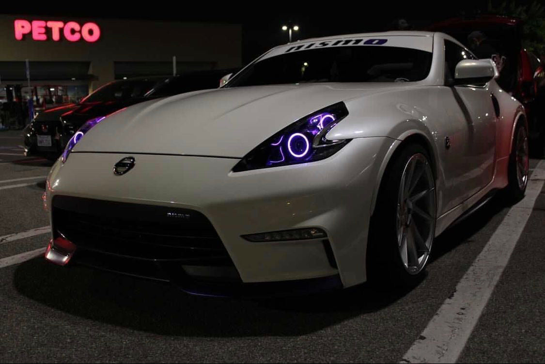 2009-2020 Nissan 370z RGBW Color-Chasing LED Halo Kit LED headlight kit AutoLEDTech Oracle Lighting Trendz Flow Series RGBHaloKits OneUpLighting Morimoto