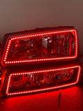 2003-2006 Chevrolet Silverado/Avalanche Prebuilt RGBW Color-Chasing LED Halo Headlights LED headlight kit AutoLEDTech Oracle Lighting Trendz Flow Series RGBHaloKits OneUpLighting Morimoto