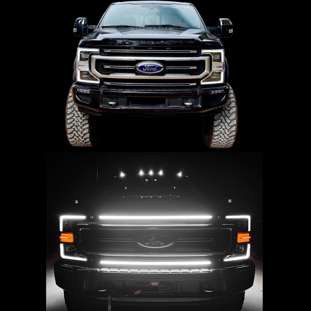 2020-2022 Ford Super Duty F250 F350 LED Grill Accent Lights Kit | XL, XLT, STX, Tremor, KR, Lariat, Platinum LED headlight kit AutoLEDTech Oracle Lighting Trendz Flow Series RGBHaloKits OneUpLighting Morimoto