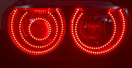 2008-2014 Dodge Challenger RGBW Color-Chasing LED Halo Prebuilt Projector Headlights (Flow Series) LED headlight kit AutoLEDTech Oracle Lighting Trendz Flow Series RGBHaloKits OneUpLighting Morimoto