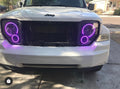 2005-2010 Jeep Commander RGBW Color-Chasing LED Halo Kit LED headlight kit AutoLEDTech Oracle Lighting Trendz Flow Series RGBHaloKits OneUpLighting Morimoto