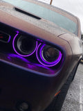 2015-2023 Dodge Challenger WATERPROOF RGBW Color-Chasing Exterior Halo Kit (Flow Series) LED headlight kit AutoLEDTech Oracle Lighting Trendz Flow Series RGBHaloKits OneUpLighting Morimoto
