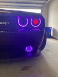 2008-2014 Dodge Challenger RGBW Color-Chasing LED Halo DRL Projector Headlights - 2015+ Style Design LED headlight kit AutoLEDTech Oracle Lighting Trendz Flow Series RGBHaloKits OneUpLighting Morimoto