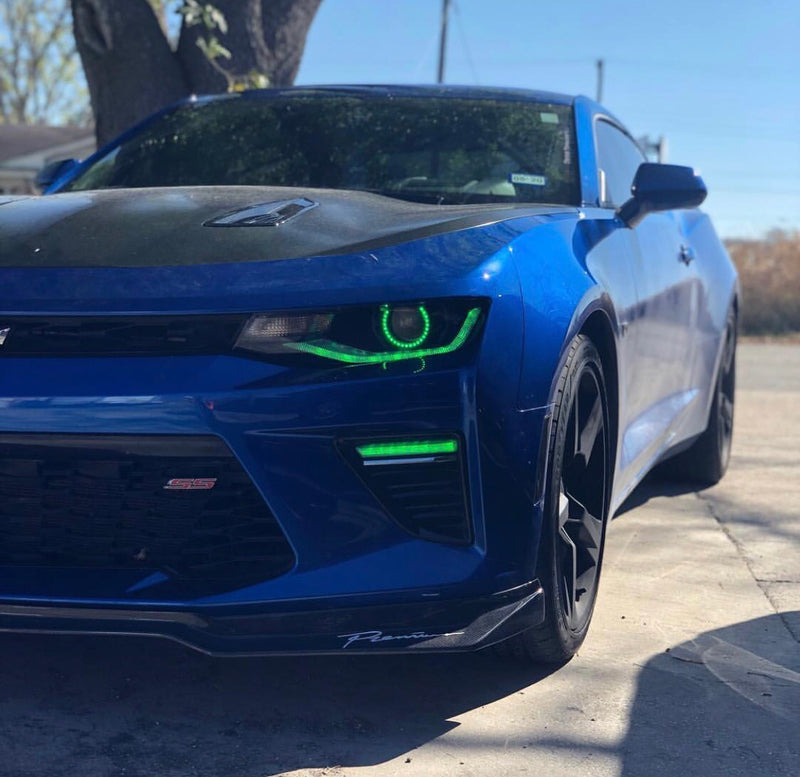 2016-2018 Chevrolet Camaro RGBW Color-Chasing Halo LED DRL Prebuilt Halo Headlights (Flow Series) LED headlight kit AutoLEDTech Oracle Lighting Trendz Flow Series RGBHaloKits OneUpLighting Morimoto