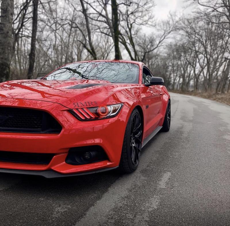 2015-2020 Ford Mustang RGBW Color-Chasing LED DRL Halo Prebuilt Headlights (Flow Series) LED headlight kit AutoLEDTech Oracle Lighting Trendz Flow Series RGBHaloKits OneUpLighting Morimoto