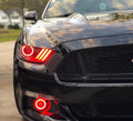 2015-2020 Ford Mustang RGBW Color-Chasing LED DRL Halo Prebuilt Headlights (Flow Series) LED headlight kit AutoLEDTech Oracle Lighting Trendz Flow Series RGBHaloKits OneUpLighting Morimoto