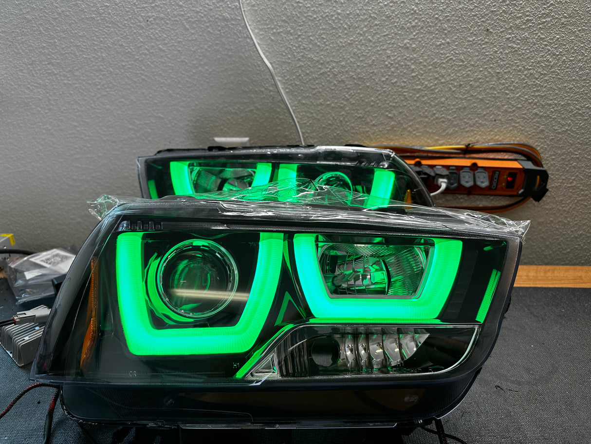 2011-2014 Dodge Charger RGBW Color-Chasing Spec-D LED Halo DRL Headlights (Flow Series) LED headlight kit AutoLEDTech Oracle Lighting Trendz Flow Series RGBHaloKits OneUpLighting Morimoto