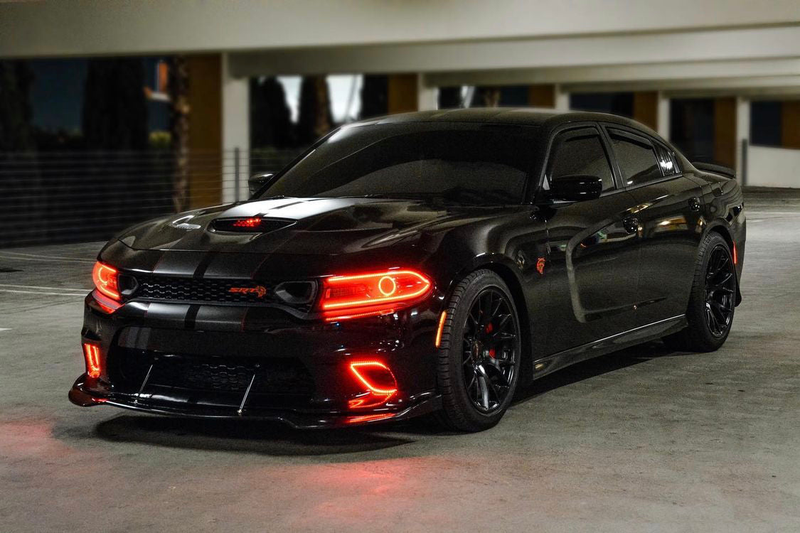 2015-2022 Dodge Charger RGBW Color-Chasing Waterproof Fog Light Outline Halo Kit LED headlight kit AutoLEDTech Oracle Lighting Trendz Flow Series RGBHaloKits OneUpLighting Morimoto