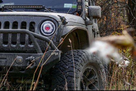 1997-2018 Jeep Wrangler JK RGBW Color-Chasing LED Halo Kit LED headlight kit AutoLEDTech Oracle Lighting Trendz Flow Series RGBHaloKits OneUpLighting Morimoto