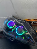 2010-2013 Infiniti G37/G25/Q40 Sedan RGBW Color-Chasing LED Halo Prebuilt Headlights (Flow Series) LED headlight kit AutoLEDTech Oracle Lighting Trendz Flow Series RGBHaloKits OneUpLighting Morimoto