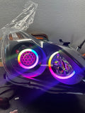 2008-2015 Infiniti G37/Q60 Coupe RGBW Color-Chasing LED Halo Prebuilt Headlights (Flow Series) LED headlight kit AutoLEDTech Oracle Lighting Trendz Flow Series RGBHaloKits OneUpLighting Morimoto