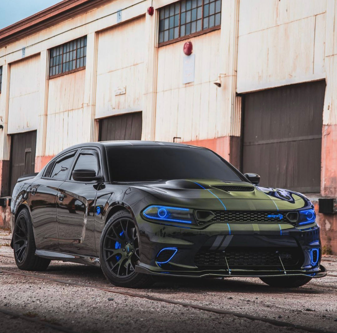 2015-2022 Dodge Charger RGBW Color-Chasing Waterproof Fog Light Outline Halo Kit LED headlight kit AutoLEDTech Oracle Lighting Trendz Flow Series RGBHaloKits OneUpLighting Morimoto