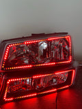 2003-2006 Chevrolet Silverado/Avalanche Prebuilt RGBW Color-Chasing LED Halo Headlights LED headlight kit AutoLEDTech Oracle Lighting Trendz Flow Series RGBHaloKits OneUpLighting Morimoto