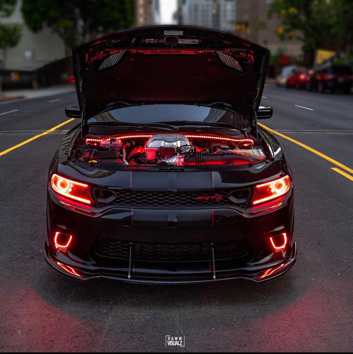 2015-2022 Dodge Charger RGBW Color-Chasing Waterproof Fog Light Outline Halo Kit LED headlight kit AutoLEDTech Oracle Lighting Trendz Flow Series RGBHaloKits OneUpLighting Morimoto