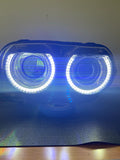 2015-2023 Dodge Challenger RGBW Color-Chasing LED Halo DRL Prebuilt Headlights (Flow Series) LED headlight kit AutoLEDTech Oracle Lighting Trendz Flow Series RGBHaloKits OneUpLighting Morimoto