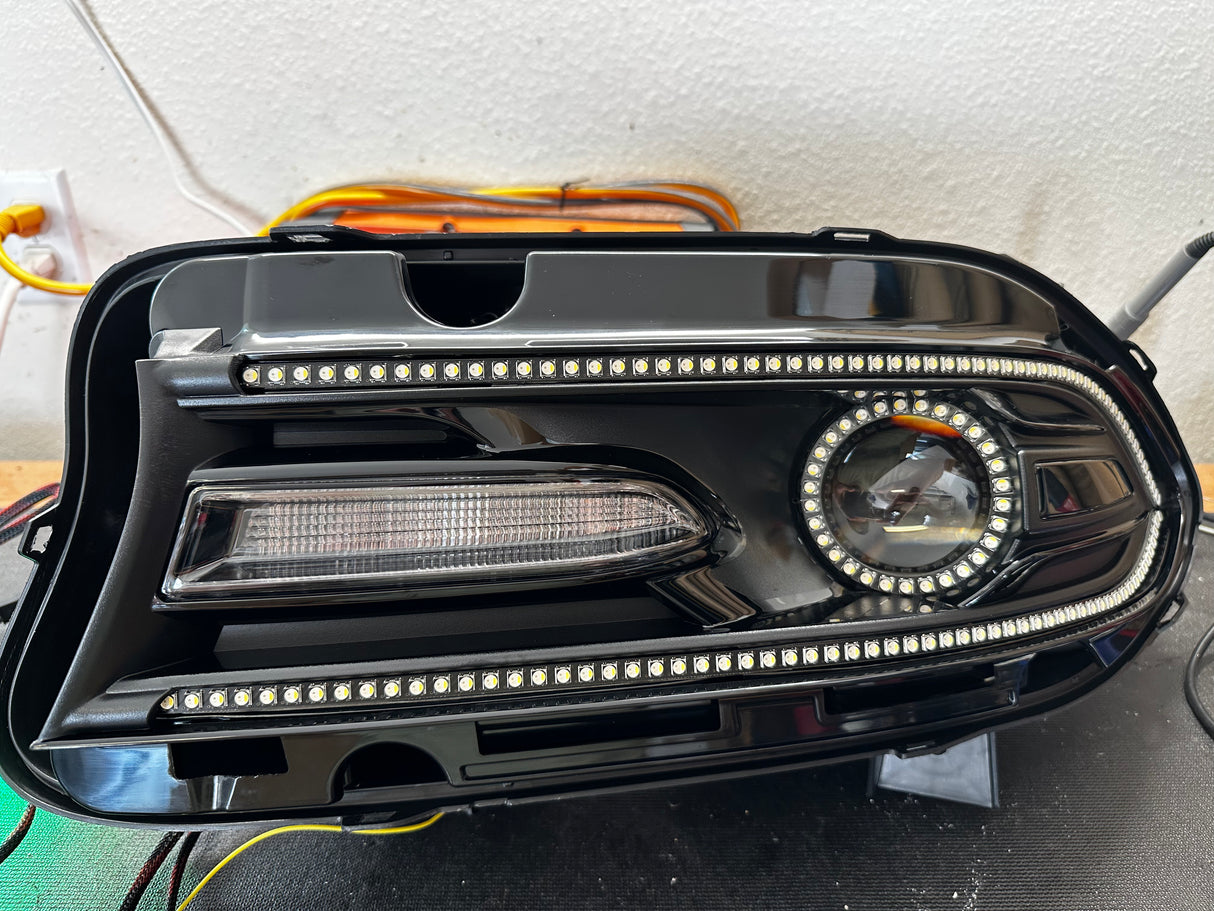 2015 2023 Dodge Charger RGBW Flow Series LED DRL Prebuilt Halo Headlig AutoLEDTech
