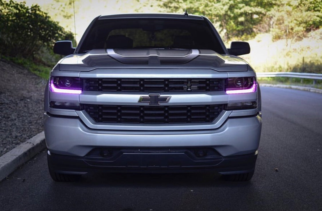 2016-2018 Chevrolet Silverado RGBW Color-Chasing LED DRL Boards LED headlight kit AutoLEDTech Oracle Lighting Trendz Flow Series RGBHaloKits OneUpLighting Morimoto