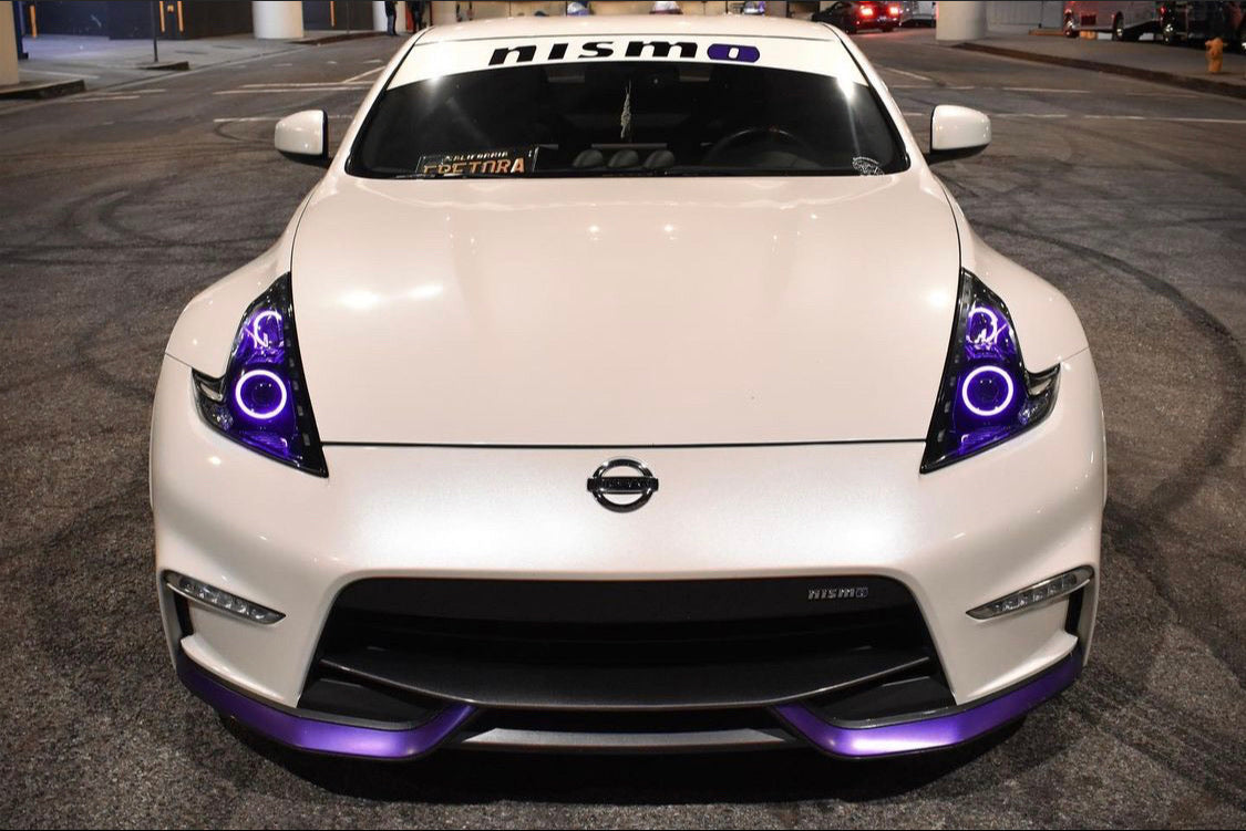 2009-2020 Nissan 370z RGBW Color-Chasing LED Halo Kit LED headlight kit AutoLEDTech Oracle Lighting Trendz Flow Series RGBHaloKits OneUpLighting Morimoto