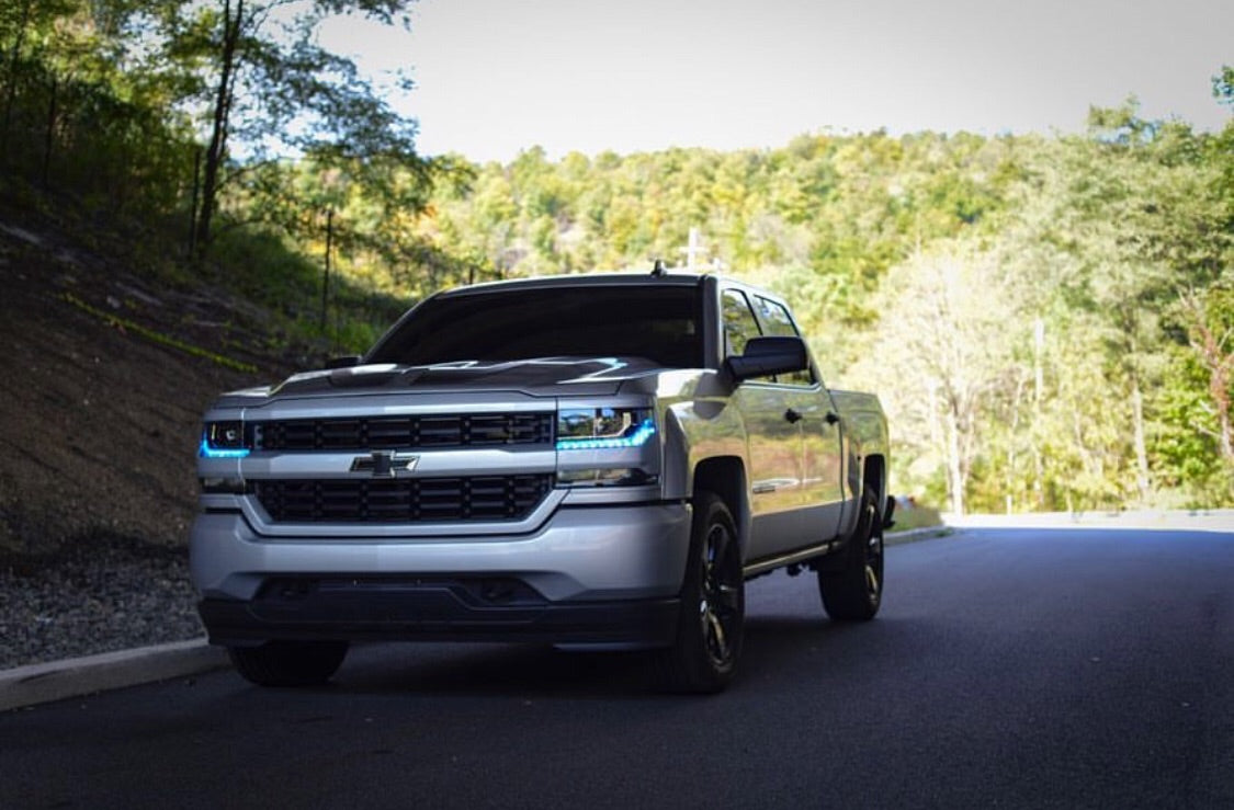 2016-2018 Chevrolet Silverado RGBW Color-Chasing LED DRL Boards LED headlight kit AutoLEDTech Oracle Lighting Trendz Flow Series RGBHaloKits OneUpLighting Morimoto