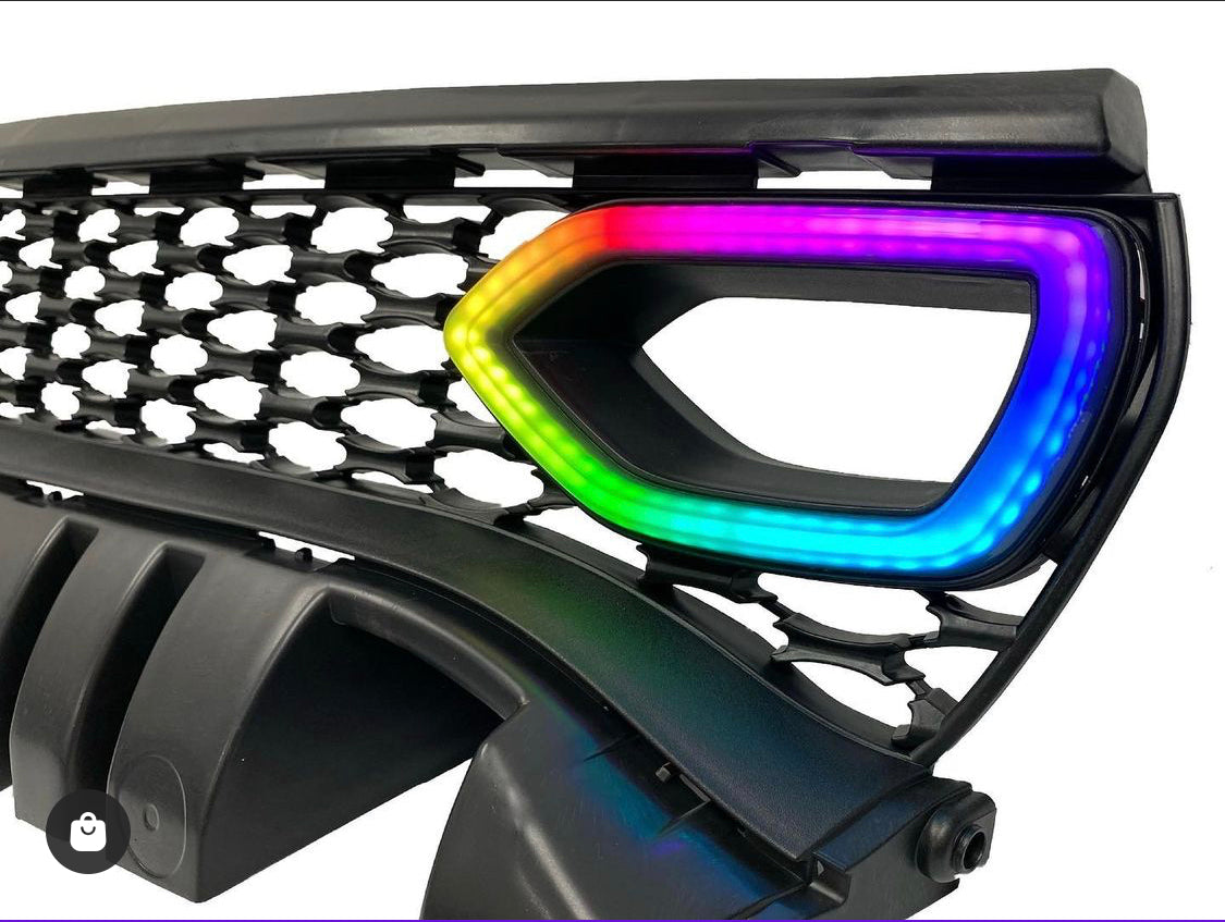 2015-2022 Dodge Charger RGBW Color Chasing LED Illuminated Grill Snorkel Air Intake Light Assembly LED headlight kit AutoLEDTech Oracle Lighting Trendz Flow Series RGBHaloKits OneUpLighting Morimoto