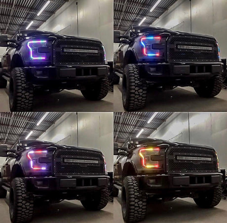 2015-2017 Ford F150 RGBW Color-Chasing LED Halo DRL Kit LED headlight kit AutoLEDTech Oracle Lighting Trendz Flow Series RGBHaloKits OneUpLighting Morimoto